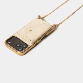 Remi Chrome Magnet Wallet Crossbody Phone Case - Ivory Croc/Gold Protective Layer Protective Outline