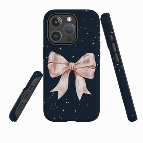 iPhone MagSafe Tough Case -  Big Bow Blue Stars Flexible Texture Flexible Edge