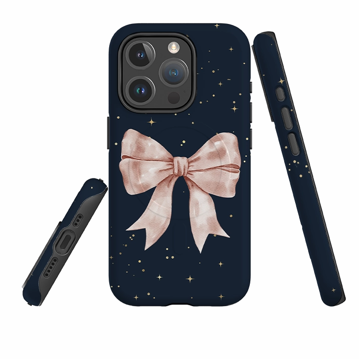 Classic Look iPhone MagSafe Tough Case -  Big Bow Blue Stars
