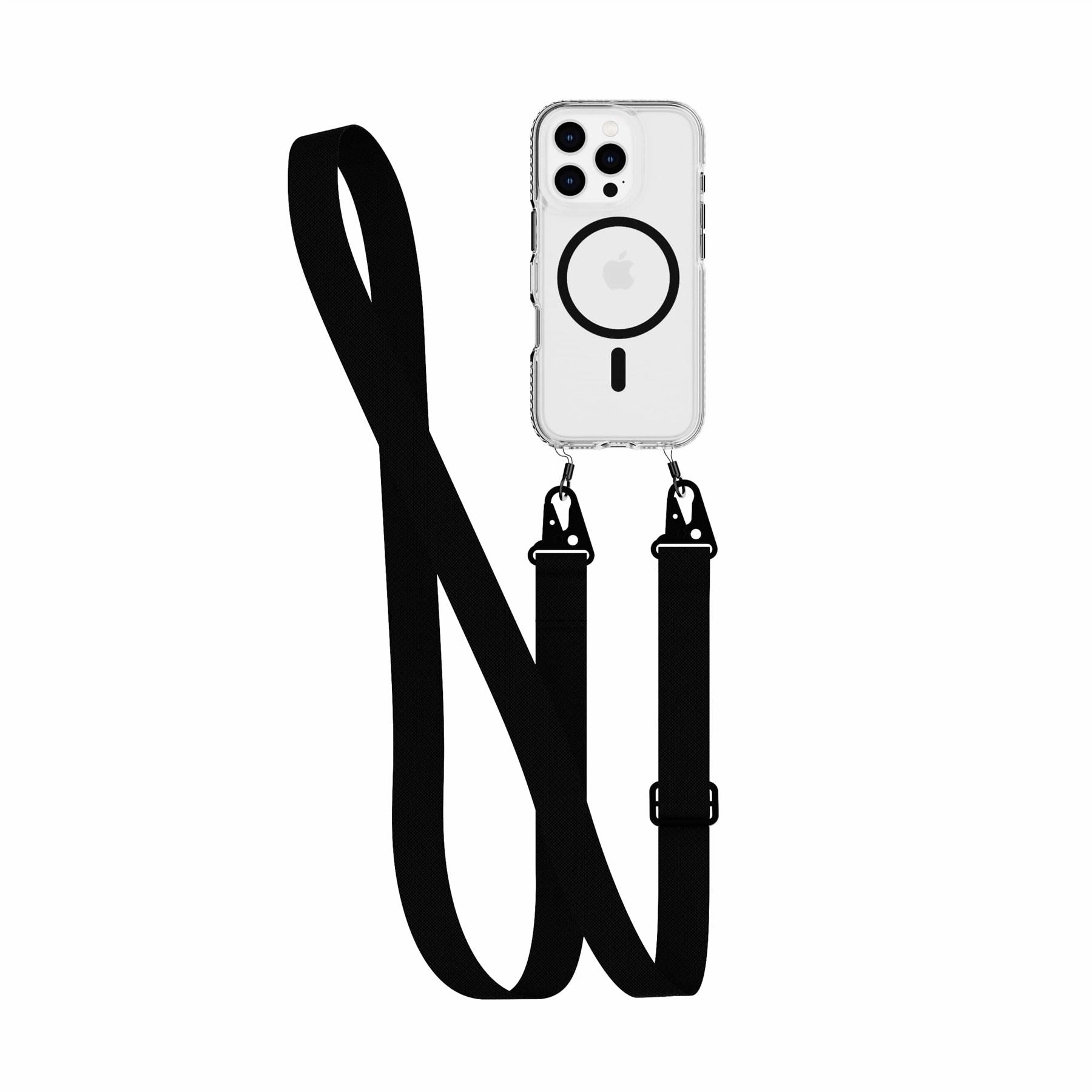 Elegant Layer Texture EvoCrystal - Apple iPhone 16 Pro Case with Cross-Body - Black