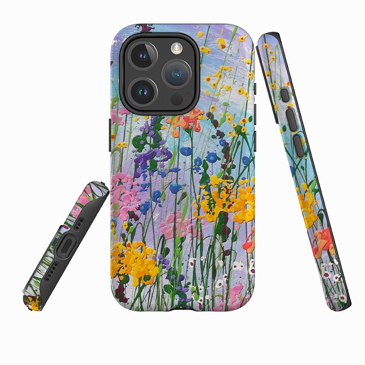 high quality build Rugged Frame iPhone MagSafe Tough Case - Wildflowers At Play By Linda Calvert Jacobson