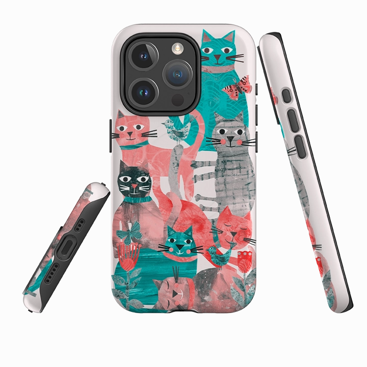 Durable Shell Protective Look iPhone MagSafe Tough Case - Cat Party II By Tracey English
