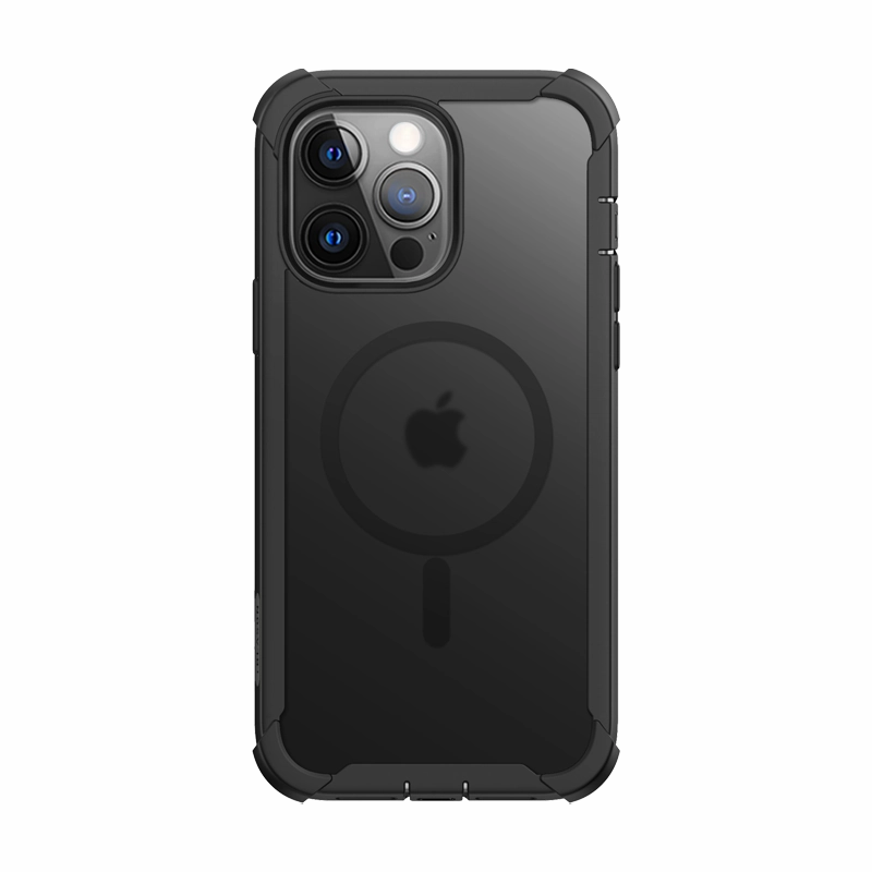 Glossy Texture Layer Travel Companion Clayco iPhone 13 Pro 6.1" Forza MagSafe Full-Body Rugged Case with Screen Protector-Black