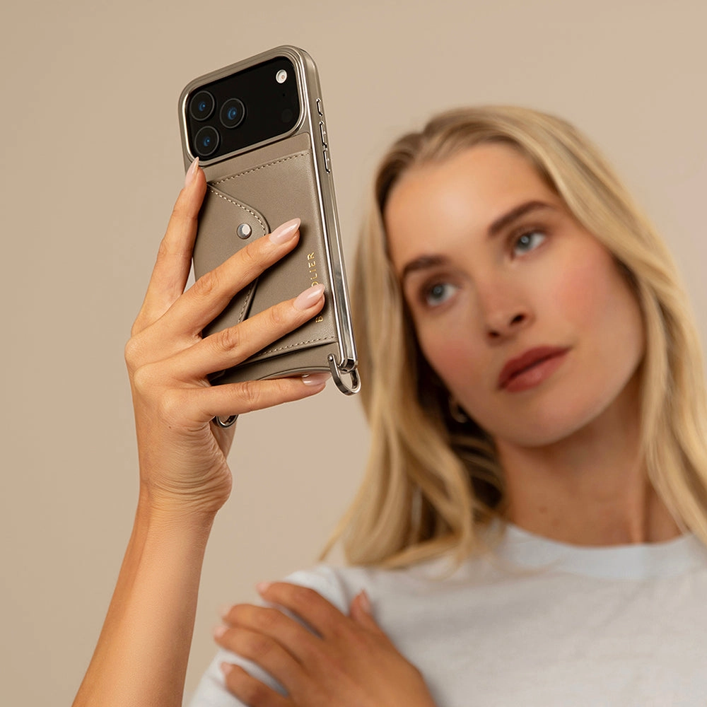 Smooth Surface Layer Matte Finish Hailey Chrome Crossbody Phone Case - Chrome Warm Gray/Antique Silver