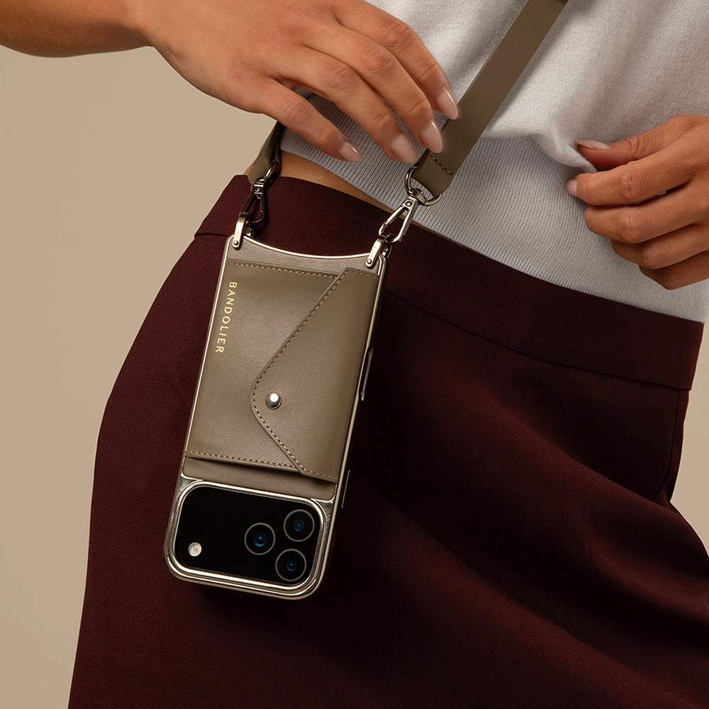 Easy Removal Color Gradient Hailey Chrome Crossbody Phone Case - Chrome Warm Gray/Antique Silver