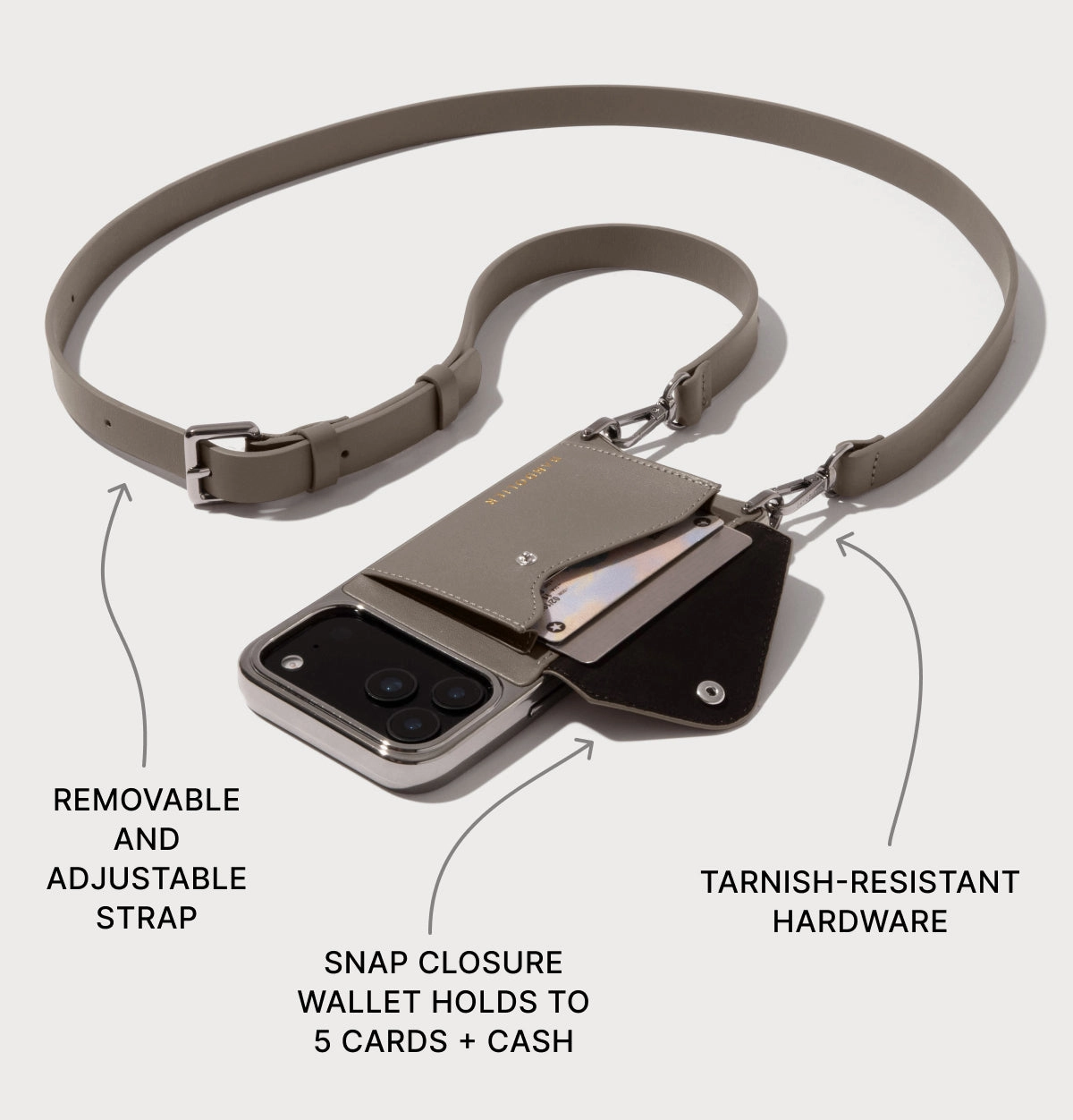 Smooth Feel Hailey Chrome Crossbody Phone Case - Chrome Warm Gray/Antique Silver