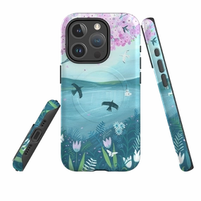 Soft touch finish iPhone MagSafe Tough Case - Blossom Tree By Mary Stubberfield