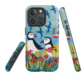 iPhone MagSafe Tough Case - Puffins By Tracey English Elegant Style Luxury Surface
