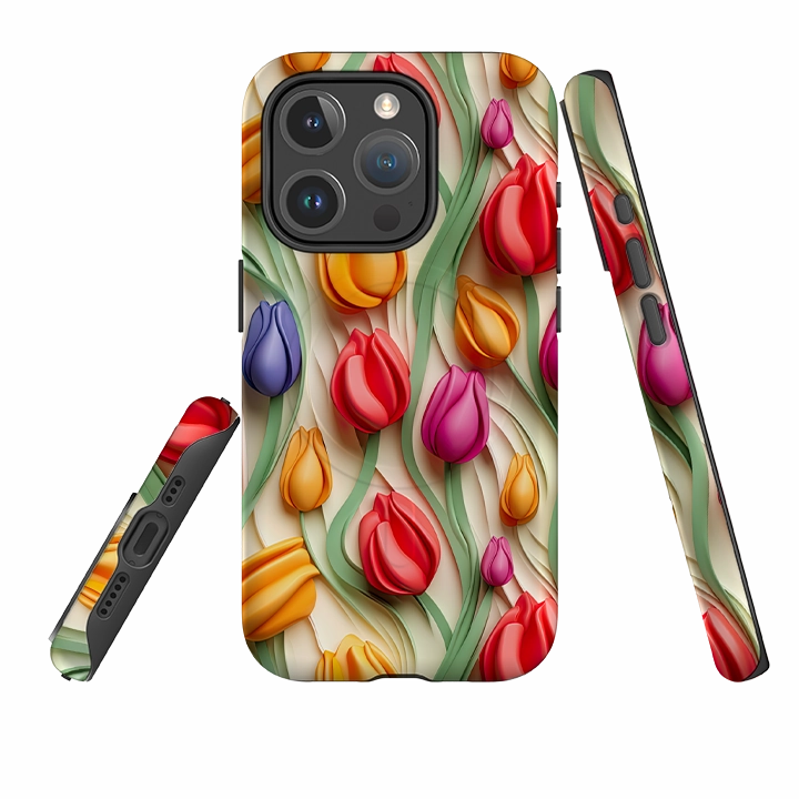 iPhone MagSafe Tough Case - Leiden Tulips Gloss Texture Soft Surface Design