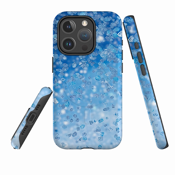 Tight Fit Anti glare iPhone MagSafe Tough Case - Blue Glitter (case does not glitter)