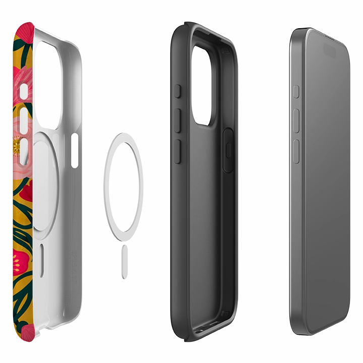 iPhone MagSafe Tough Case -  Yellow Flora By Nina Pace Grip Layer Durable Grip