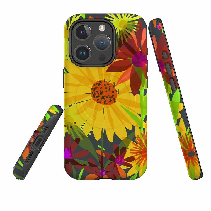 Vivid Surface Protective Pattern iPhone MagSafe Tough Case -  Sunflowers By Sarah Campbell