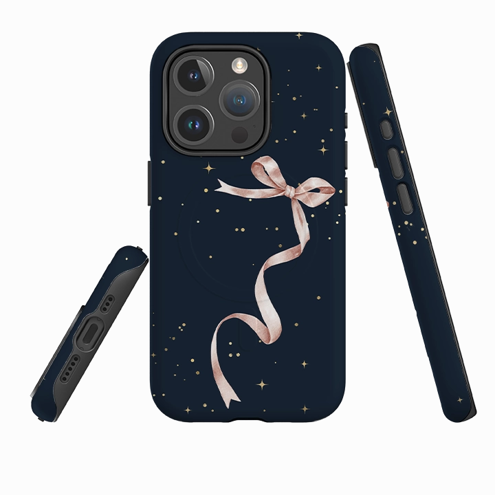 Matte Shield Layer iPhone MagSafe Tough Case -  Wiggly Ribbons Blue Star