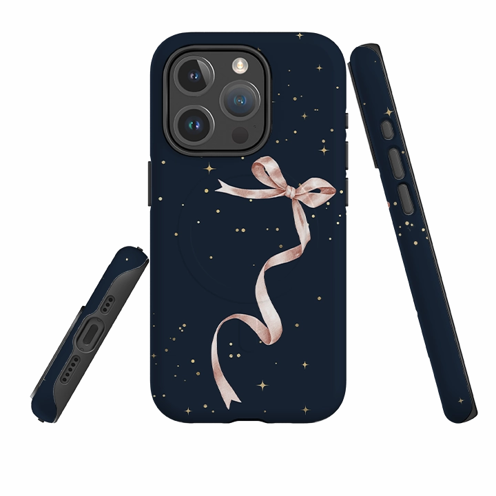 iPhone MagSafe Tough Case -  Wiggly Ribbons Blue Star Flexible Surface Texture