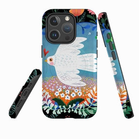 Matte Detail Wireless charging iPhone MagSafe Tough Case - Peace Bird By Mia Underwood