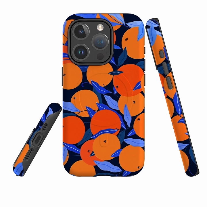 iPhone MagSafe Tough Case -  Arancello Navy Pattern By Madalina Andronic Premium Texture Professional Look