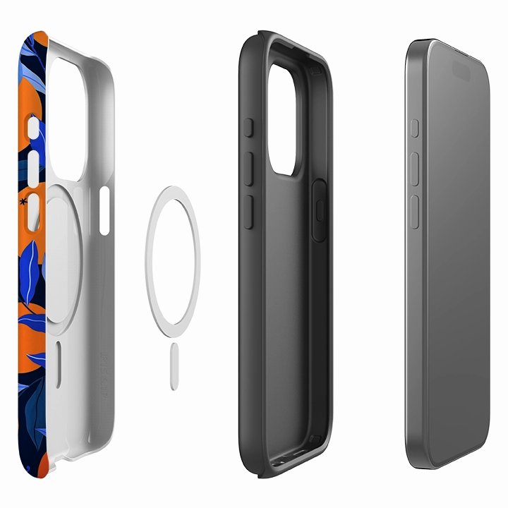 iPhone MagSafe Tough Case -  Arancello Navy Pattern By Madalina Andronic Minimal Edge Design