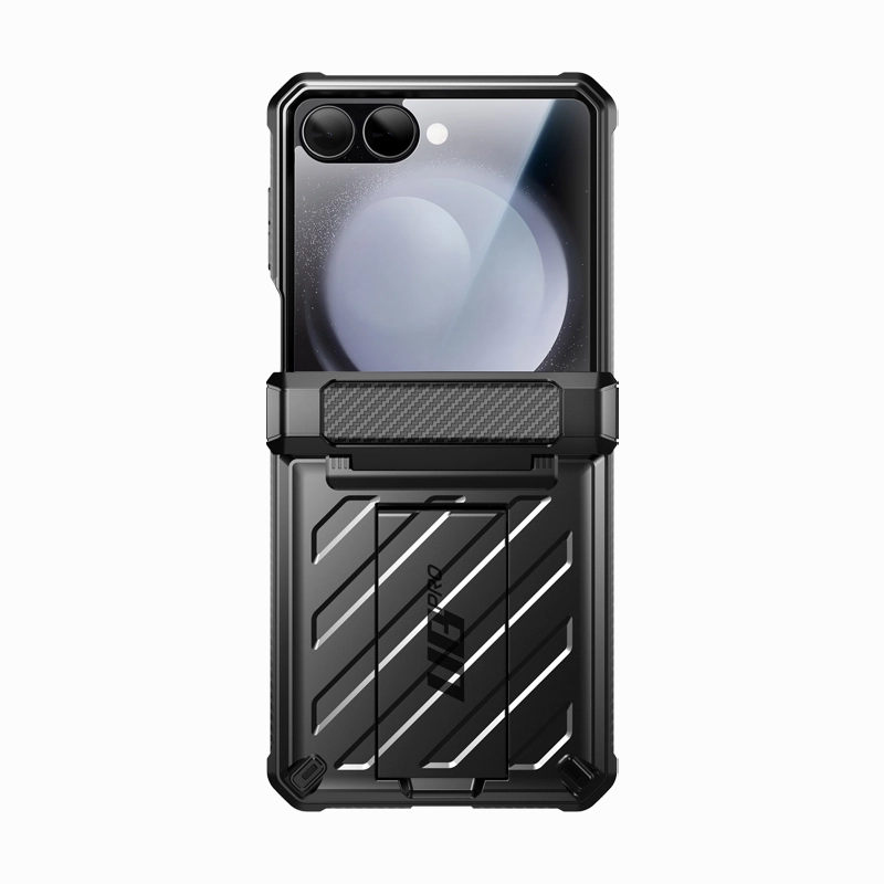 Drop Shield Smooth Surface Layer Galaxy Z Flip7 Unicorn Beetle PRO Rugged Case with Belt Clip-Black