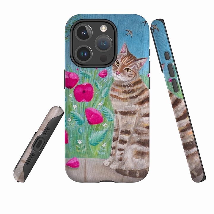 Premium Build Layer iPhone MagSafe Tough Case - Cat Floral By Mary Stubberfield