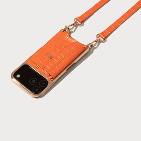 Fashion Detail Remi Magnet Wallet Crossbody Phone Case - Orange Croc/Gold
