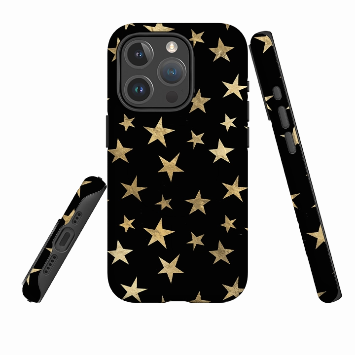 Comfort touch iPhone MagSafe Tough Case - Black and Gold Stars