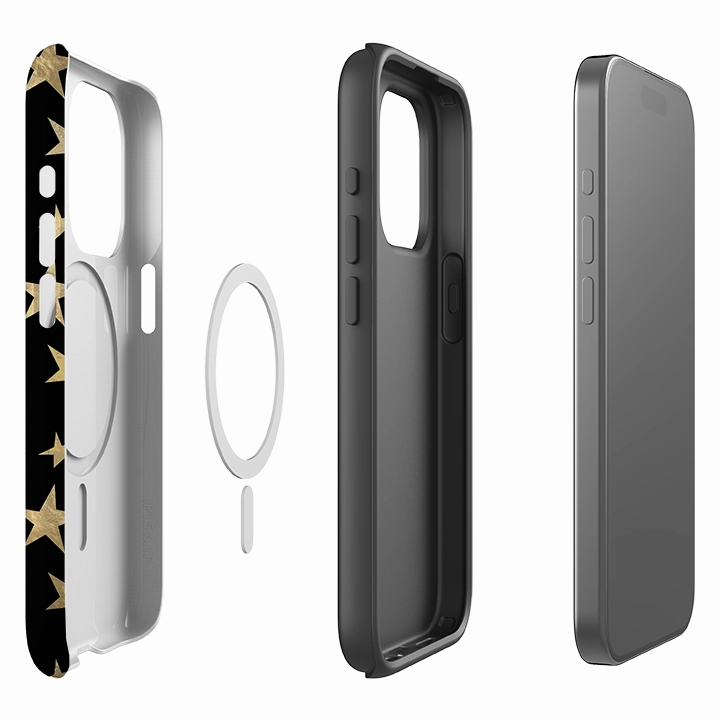 Clear Edge Minimal Edge Design iPhone MagSafe Tough Case - Black and Gold Stars
