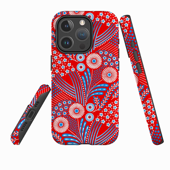 Rugged Edge iPhone MagSafe Tough Case - Red Bouquet By Cressida Bell