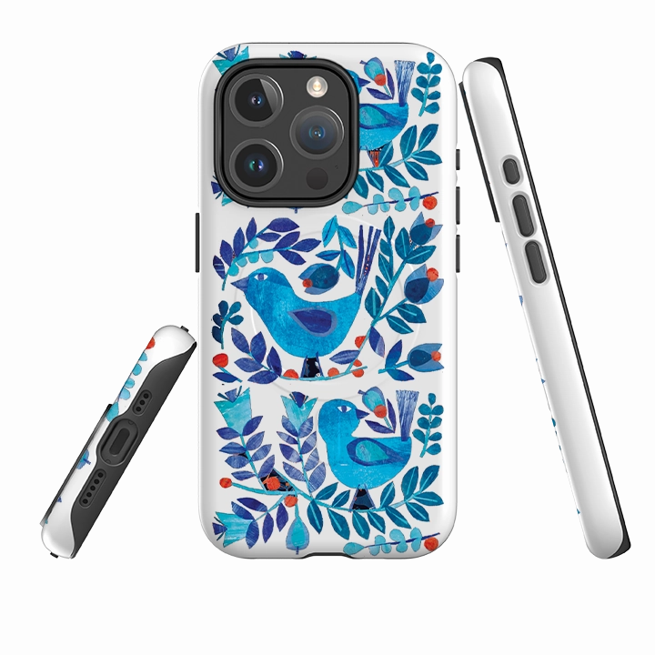 Shock Surface Layer iPhone MagSafe Tough Case - Scandi Birds By Tracey English