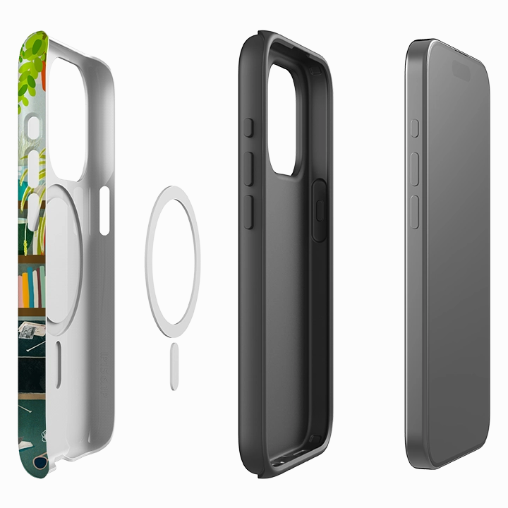 iPhone MagSafe Tough Case - Cat Library By Katherine Quinn Light Finish