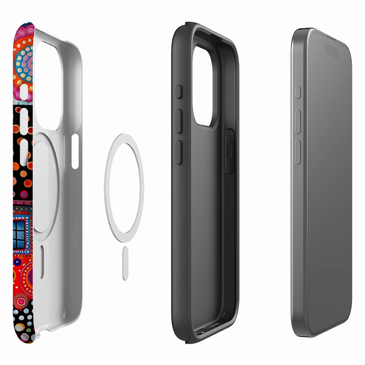 Flexible frame iPhone MagSafe Tough Case - Folk Art House IV