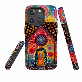 Edge Protection Drop Defense iPhone MagSafe Tough Case - Folk Art House IV