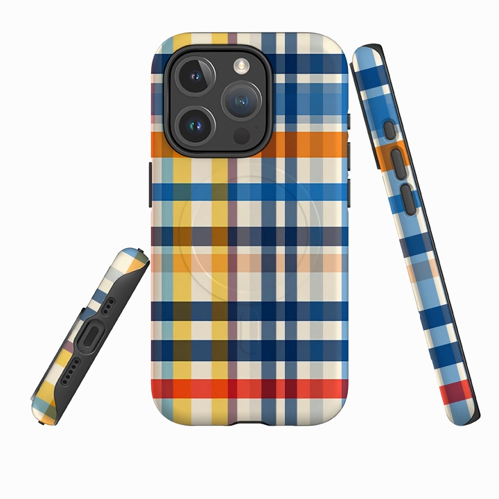 iPhone MagSafe Tough Case - Barcelona Gingham Trendy Design