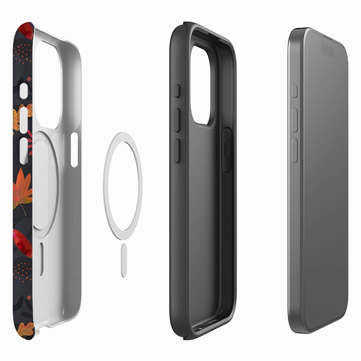 Smooth Design Magnetic Mount iPhone MagSafe Tough Case -  Autumn Leaves Dark