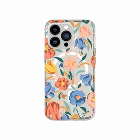 EvoArt - Apple iPhone 13 Pro Case MagSafe Compatible - Peach Tulip Luxury Pattern
