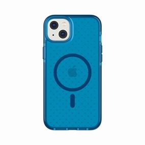 EvoCheck - Apple iPhone 14 Plus Case MagSafe Compatible - Classic Blue Minimal Shield Texture