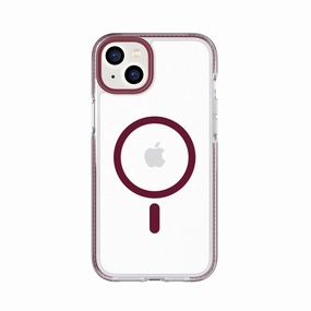 EvoCrystal - Apple iPhone 14 Plus Case MagSafe Compatible - Burgundy Soft Surface Design