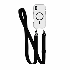 EvoCrystal - Apple iPhone 16 Plus Case with Cross-Body - Black Rugged Outline clean design