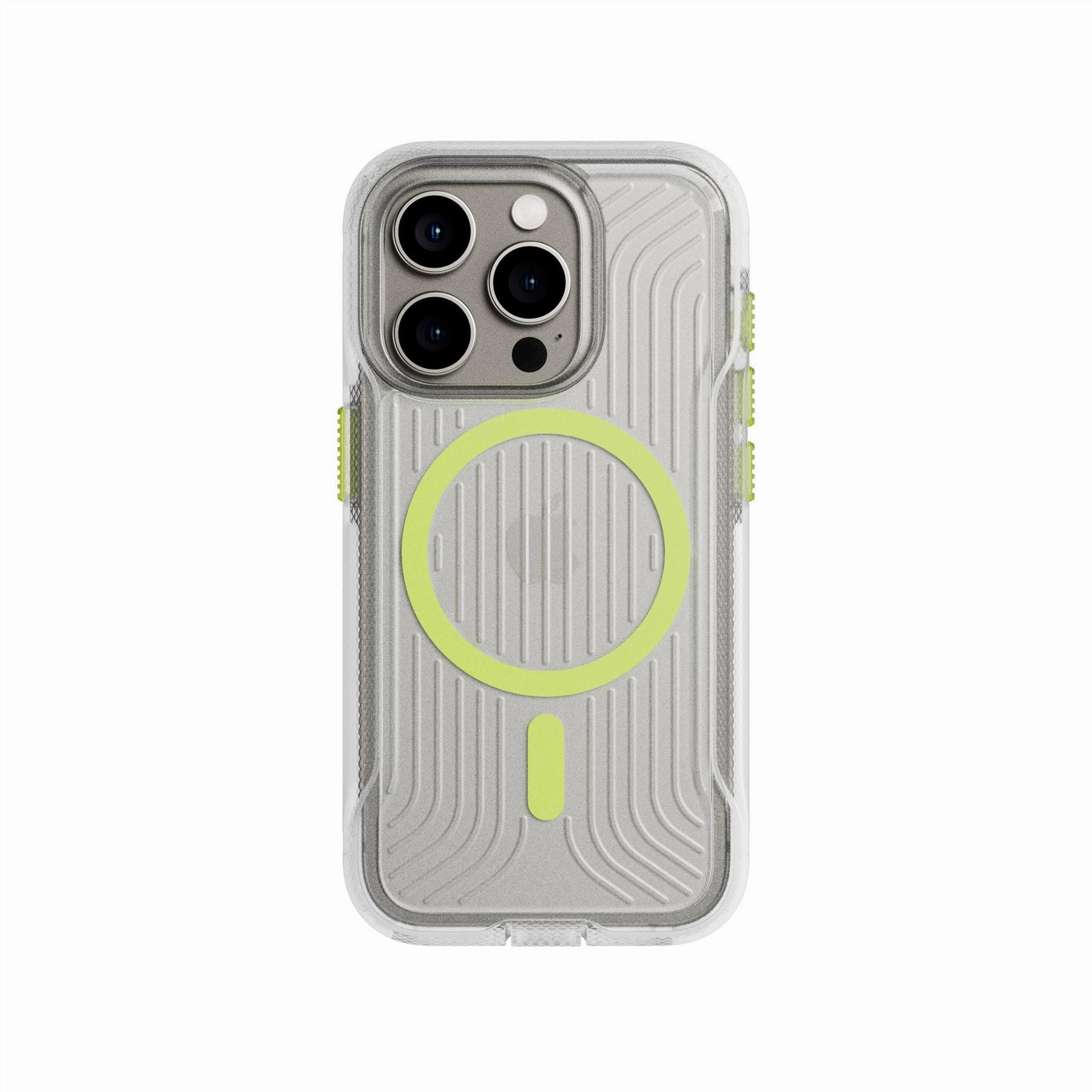 FlexPro - Apple iPhone 15 Pro Case MagSafe Compatible - Clear Glow in the Dark Shock Cushion Gloss Finish Texture