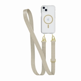 Strong Texture Hybrid Edge Finish FlexQuartz - Apple iPhone 15 Plus Case MagSafe Compatible with Cross-Body - Gold