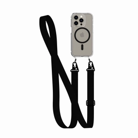 FlexQuartz - Apple iPhone 15 Pro Case MagSafe Compatible with Cross-Body - Black Stylish grip Minimal Texture Layer