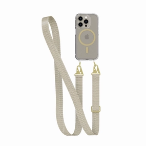 FlexQuartz - Apple iPhone 15 Pro Case MagSafe Compatible with Cross-Body - Gold Clear Protection Rugged Finish