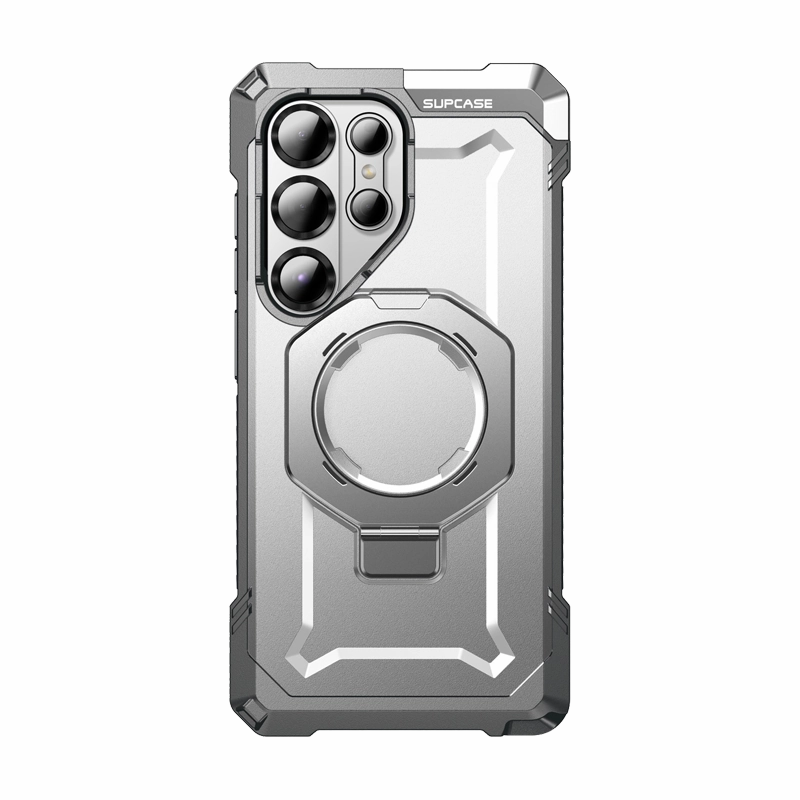 Galaxy S25 Ultra UB Grip MagSafe Phone Case-White Wireless Compatible Elegant Pattern Design