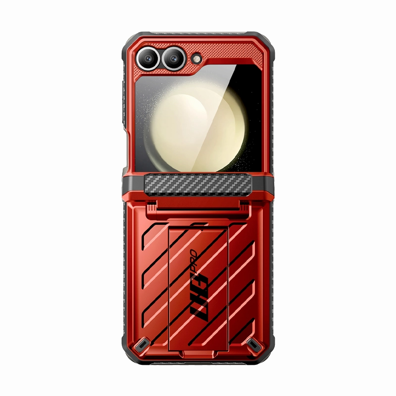 Full Coverage Galaxy Z Flip7 FE Unicorn Beetle PRO Rugged Case with Belt Clip-Metallic Red