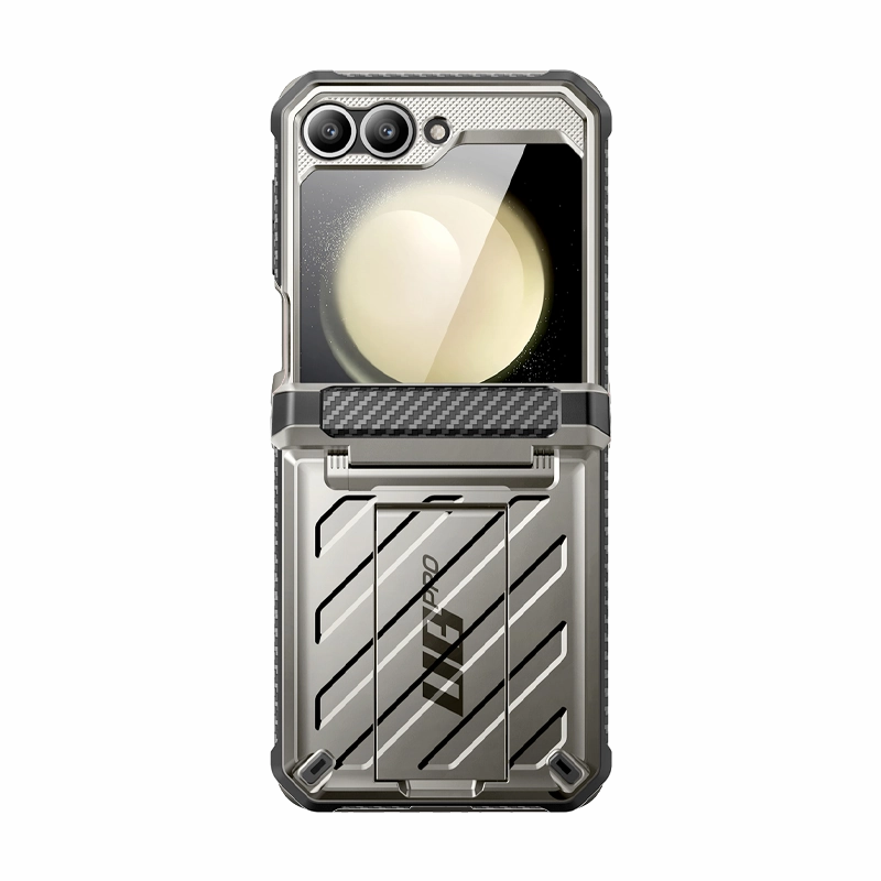 Flexible Grip Galaxy Z Flip7 FE Unicorn Beetle PRO Rugged Case with Belt Clip-Titan Gray