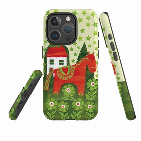 iPhone MagSafe Tough Case - Red Dala Horse By Tracey English Premium Build Layer Rugged Look