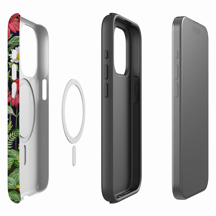 Light Build Smooth Feel iPhone MagSafe Tough Case -  Rabbit and Wildflowers By Bex Parkin