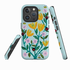 Smooth Surface iPhone MagSafe Tough Case -  Blossom and Ladybirds By Tracey English