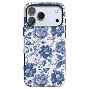 Anti Shock Layer Compact Shape Rose to Fame | Blue & White Rose Floral Case