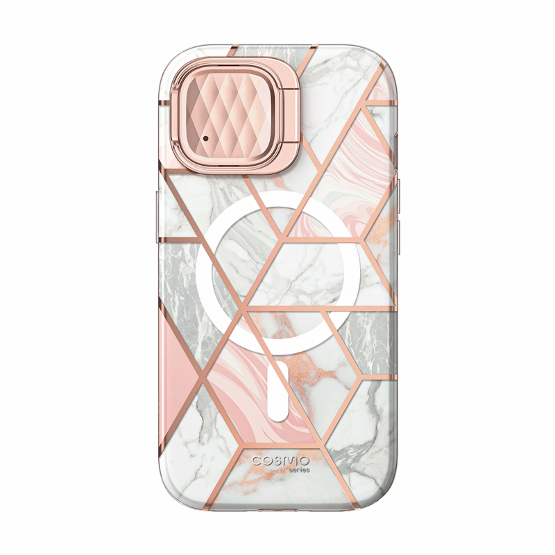 Enhanced Durability Matte Surface iPhone 13 Cosmo Mag Case - Marble Pink