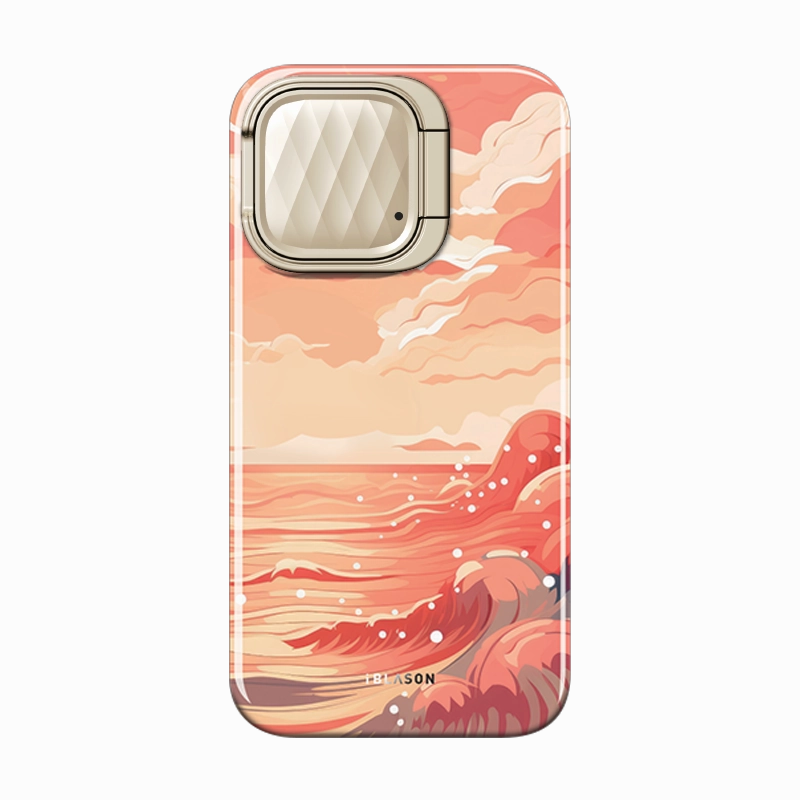 Metal Texture Smooth Outline iPhone 14 Cosmo Mag Case - Ocean Sunset